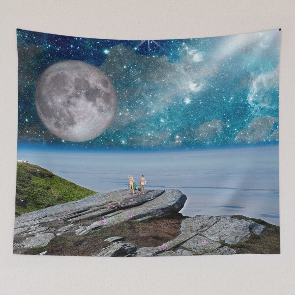 Item preview, Beach couple in retro space collage designed and sold by helengarvey.