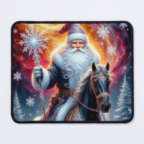 Item preview, Majestic Winter Santa Riding a Magical Black Horse designed and sold by AmetistLight.