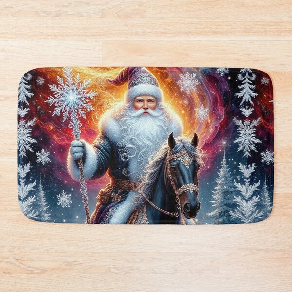 Item preview, Majestic Winter Santa Riding a Magical Black Horse designed and sold by AmetistLight.