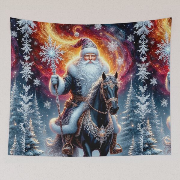 Item preview, Majestic Winter Santa Riding a Magical Black Horse designed and sold by AmetistLight.