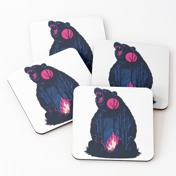 Item preview, Mystic Forest Campfire With Giant Bear Silhouette designed and sold by DrawHandArt.