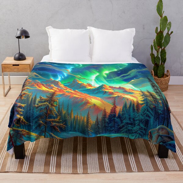 Item preview, Aurora Borealis over Snowy Mountains - Starry Sky Winter Scenery  designed and sold by MargaretWiktor.