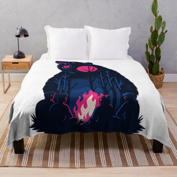 Item preview, Mystic Forest Campfire With Giant Bear Silhouette designed and sold by DrawHandArt.