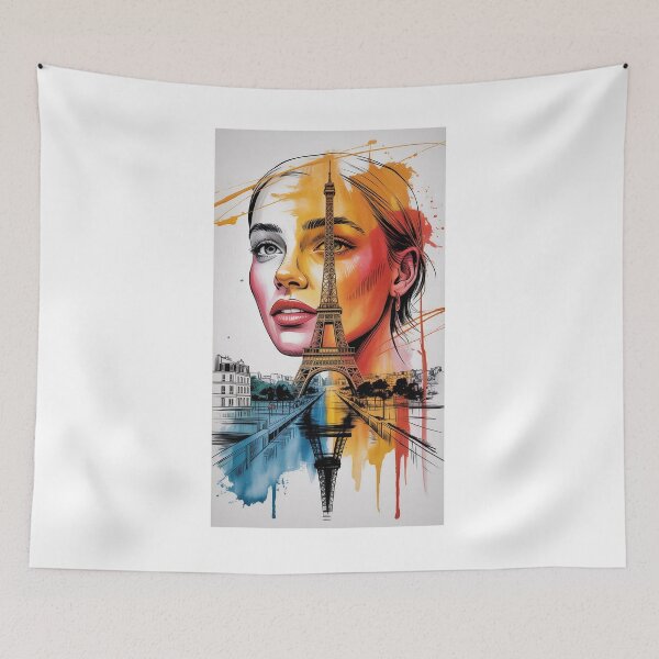 Item preview, Portrait of a woman with the Eiffel Tower in the foreground designed and sold by BenCoStyle.