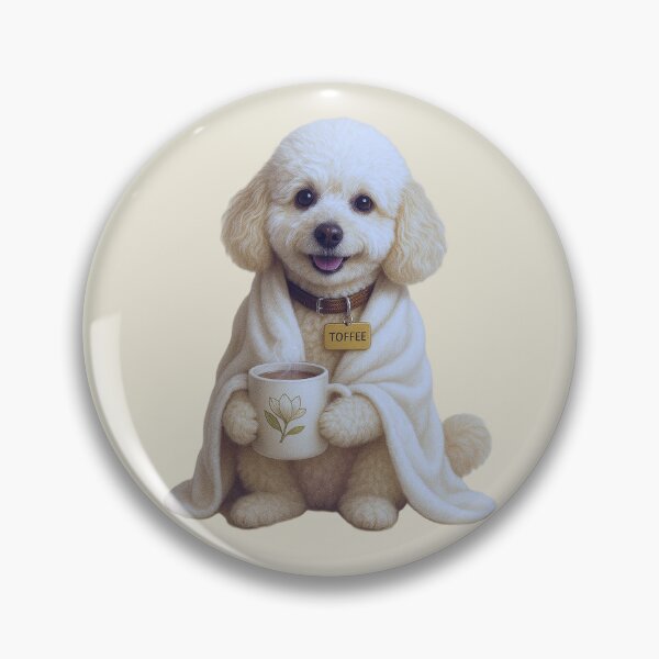 Item preview, Cozy Tea Time Toffee – Warm & Cute Dog Art designed and sold by Mert Creates – Toffee & Rozi.