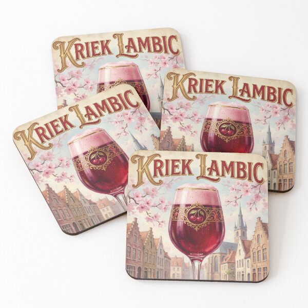 Item preview, KRIEK LAMBIC SOUR CHERRY KISS FROM BELGIUM Vintage 1950s Cherry Beer Poster designed and sold by Cozy-Old-Pub.
