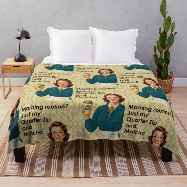 Item preview, Morning Routine – Quarter Zip & Matcha Retro Housewife Aesthetic Poster designed and sold by Mog Mog Eatalot – Tokyo x A’dam Mashup.