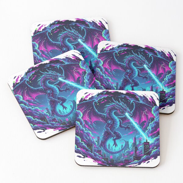 Item preview, Neon Dragon Over Cyber City Skyline designed and sold by newvisionart191.