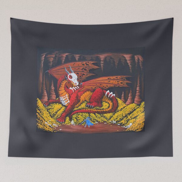 Item preview, Dragon In a Cave with Skeleton Armour Protecting its gold from a Knight designed and sold by HBOriginalsArt.