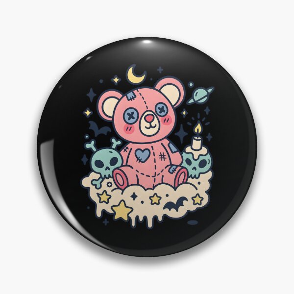 Item preview, Cute Spooky Pastel Goth Teddy Bear blends pastel colors with gothic charm designed and sold by DrawHandArt.
