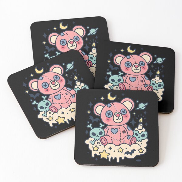 Item preview, Cute Spooky Pastel Goth Teddy Bear blends pastel colors with gothic charm designed and sold by DrawHandArt.