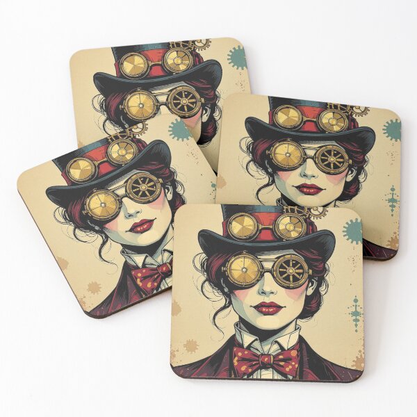 Item preview, “Clockwork Elegance – Steampunk Lady in Gears & Goggles” designed and sold by TheWonkyEaselCo.