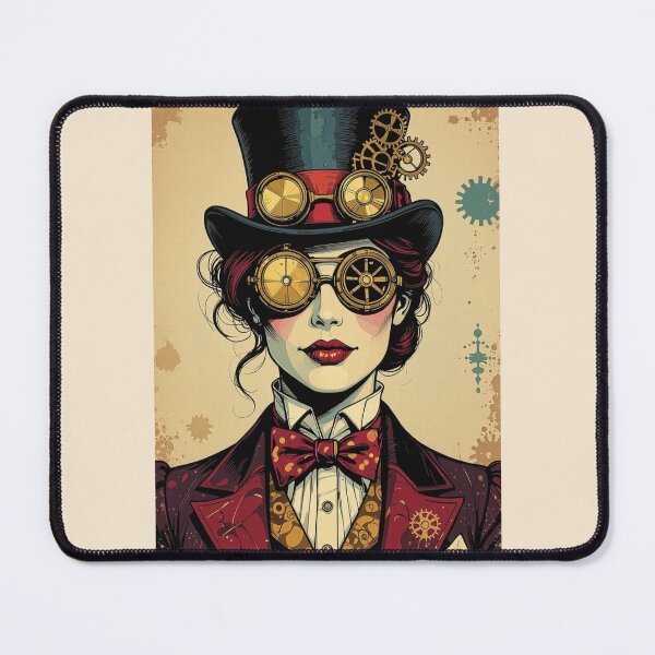 Item preview, “Clockwork Elegance – Steampunk Lady in Gears & Goggles” designed and sold by TheWonkyEaselCo.