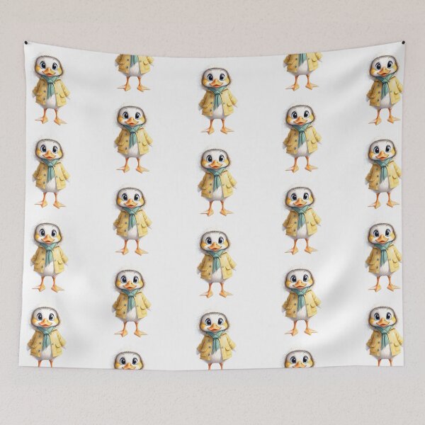 Item preview, Cute Duck in Yellow Hooded Coat - Adorable Kids Animal Illustration designed and sold by Victoria Riabov.