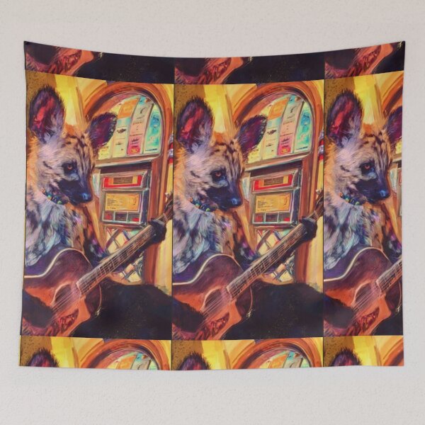 Item preview, Wild Dog Guitar Jam – Artistic Illustration designed and sold by TreatLLC.