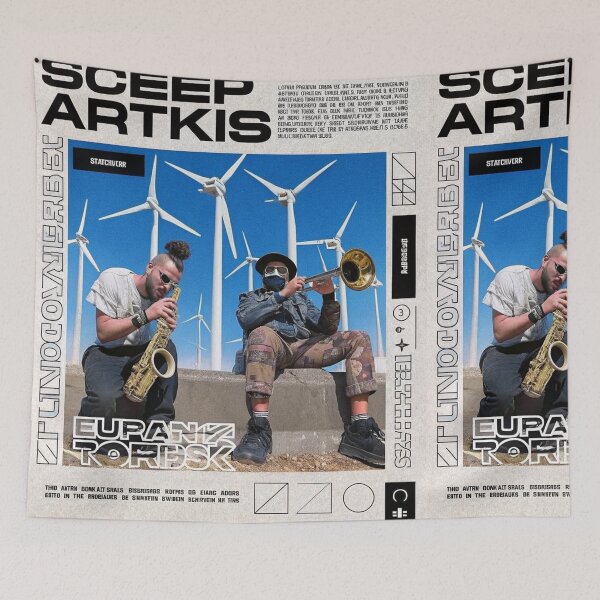 Item preview, Solarpunk: Musicians Playing with Wind Farm Backdrop designed and sold by Raw-Ink.