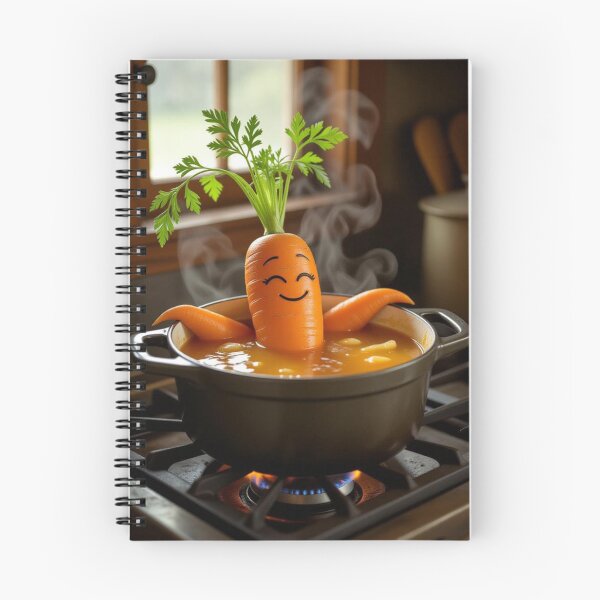 Item preview, “Simmer Down – Happy Carrot in Soup” designed and sold by TheWonkyEaselCo.