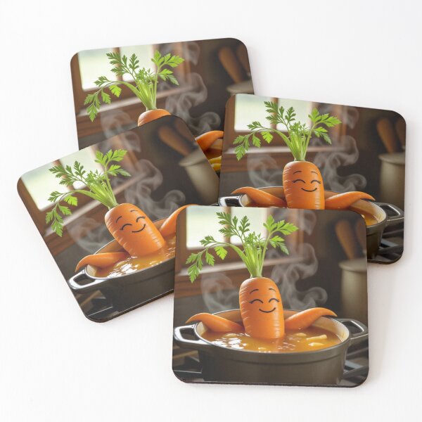 Item preview, “Simmer Down – Happy Carrot in Soup” designed and sold by TheWonkyEaselCo.