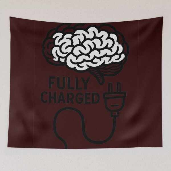 Item preview, Fully Charged Brain – Retro 80s Tech Aesthetic Motivational Design designed and sold by zevorgue.