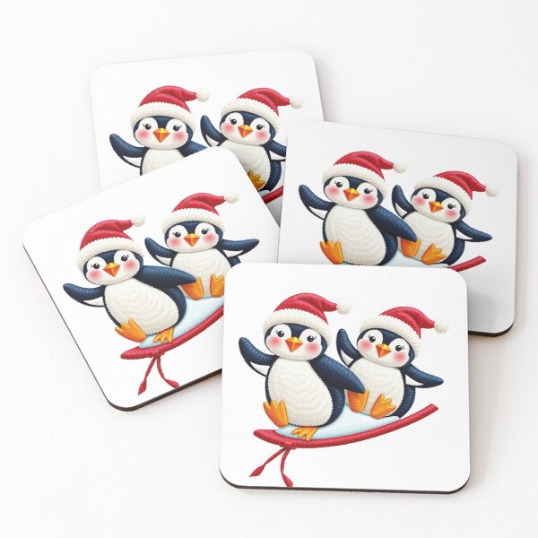 Item preview, Cute Christmas Penguins Embroidery Art – Festive Winter Stitch Design designed and sold by MiraLumeStudio.