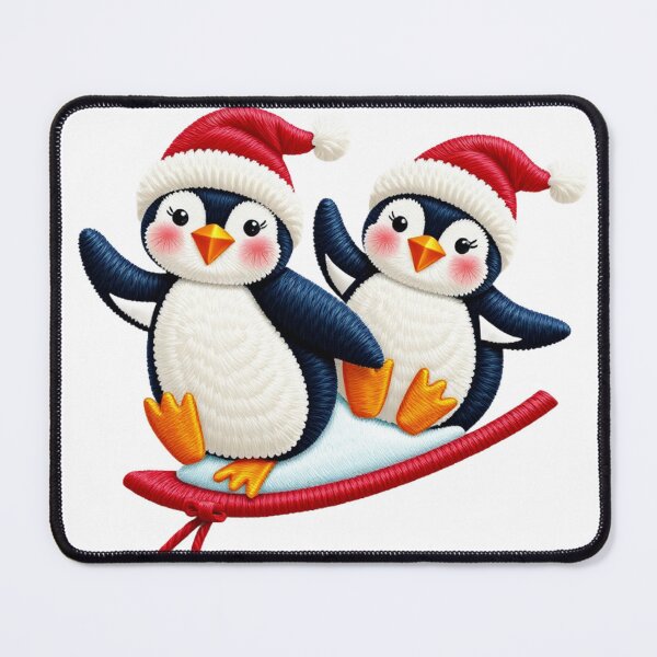 Item preview, Cute Christmas Penguins Embroidery Art – Festive Winter Stitch Design designed and sold by MiraLumeStudio.