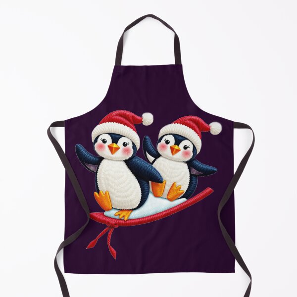 Item preview, Cute Christmas Penguins Embroidery Art – Festive Winter Stitch Design designed and sold by MiraLumeStudio.