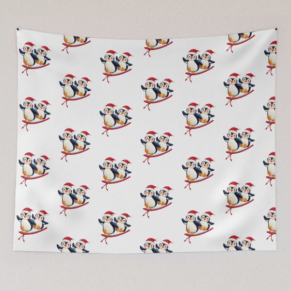 Item preview, Cute Christmas Penguins Embroidery Art – Festive Winter Stitch Design designed and sold by MiraLumeStudio.