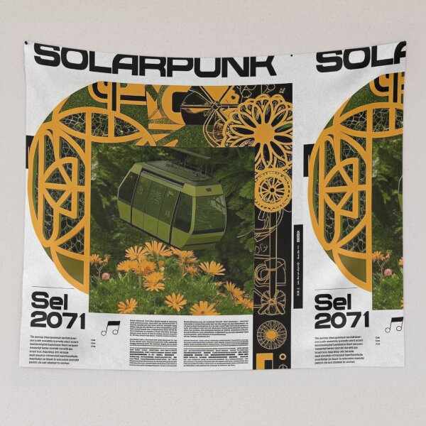 Item preview, Solarpunk: Eco Cable Car over a Blooming Garden designed and sold by Raw-Ink.