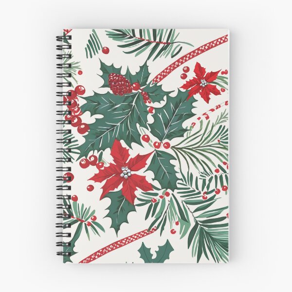 Item preview, Christmas Throw Pillow with a vintage-inspired “Classic Christmas” pattern of red poinsettias, green foliage and holiday holly on a winter white background designed and sold by SandedollArt.