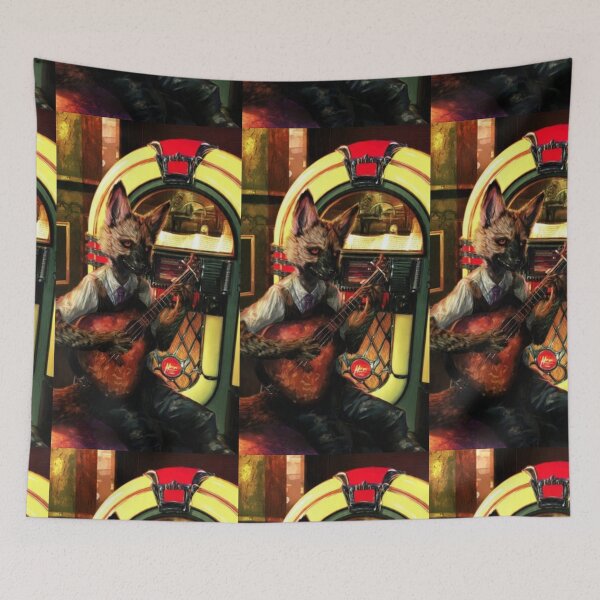 Item preview, Dapper Fox Guitar – Artistic Illustration designed and sold by TreatLLC.