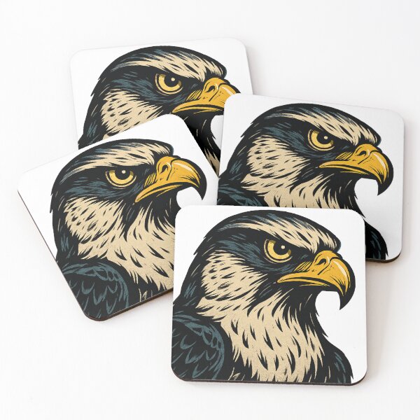 Item preview, Bold Eagle Portrait Illustration With Sharp Beak And Intense Gaze On Vintage Beige Background designed and sold by Bure-NS.
