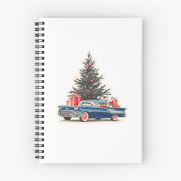 Item preview, Retro car in front of a Christmas tree designed and sold by MendaciousMina.