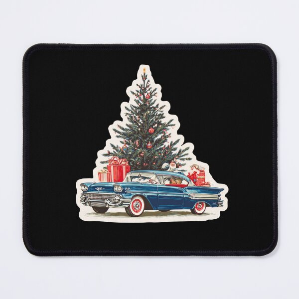 Item preview, Retro car in front of a Christmas tree designed and sold by MendaciousMina.