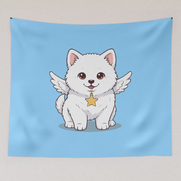 Item preview, Angel Samoyed Christmas Art – Cute Joyful Puppy designed and sold by The Real Life Symphony.