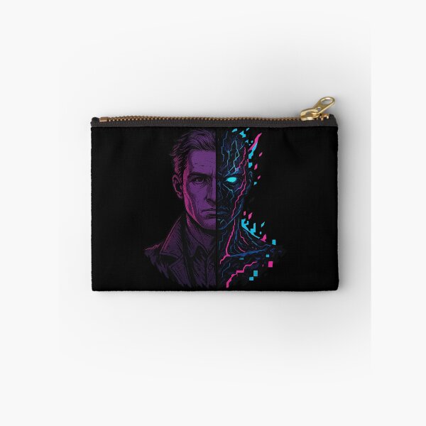 Item preview, Human vs AI Doppelgänger – Split Cyberpunk Portrait designed and sold by AddictiveDesign.