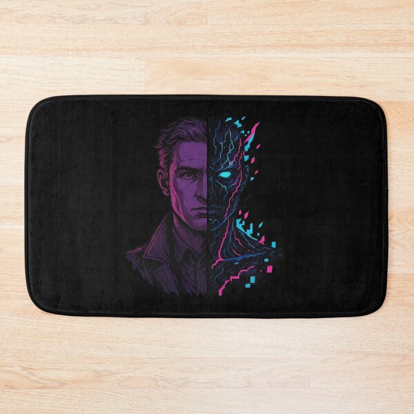 Item preview, Human vs AI Doppelgänger – Split Cyberpunk Portrait designed and sold by AddictiveDesign.