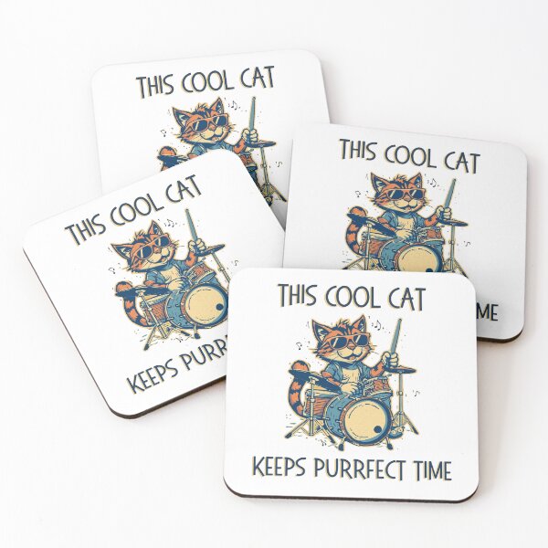 Item preview, Cool Cat Playing Drums designed and sold by Rhythm Thru Art .