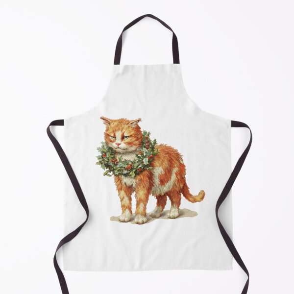Item preview, Vintage orange cat wearing a wreath designed and sold by MendaciousMina.
