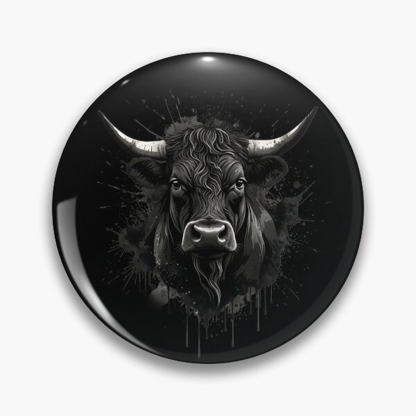 Item preview, Dramatic Heilan’ Coo Head | Black Ink Splatter Coo Portrait Art designed and sold by Loom on the Loch.