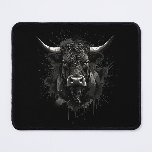 Item preview, Dramatic Heilan’ Coo Head | Black Ink Splatter Coo Portrait Art designed and sold by Loom on the Loch.