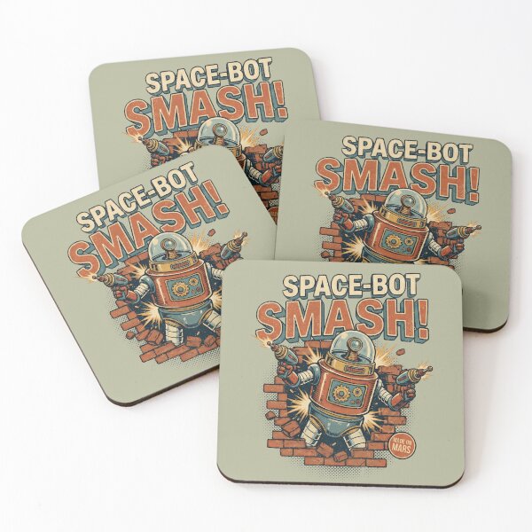 Item preview, Space-Bot Smash! Made on Mars Retro Robot Blitz designed and sold by AwesomeBeyondLimits.