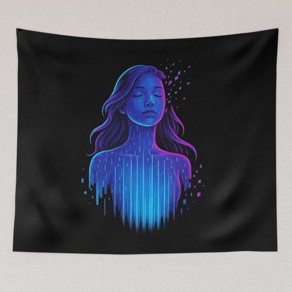 Item preview, Hologram Girl – Cyberpunk Lightbeam Dissolve Portrait designed and sold by AddictiveDesign.