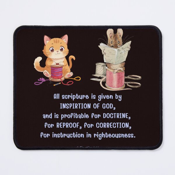 Item preview, Vintage Whimsy:AI Cat & Public Domain Mouse - All Scripture Art Primt. designed and sold by KittenAndCo.