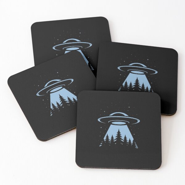Item preview, UFO ALIEN ENCOUNTER IN THE FOREST -MINIMALIST BLUE designed and sold by INNERHARMONY2.