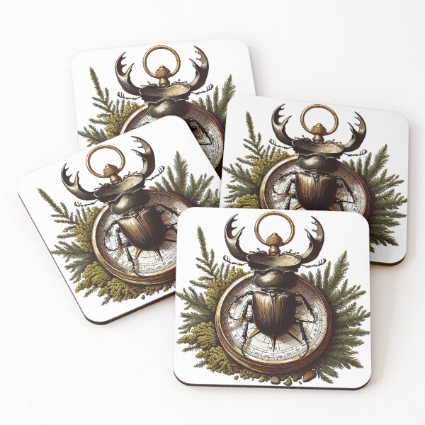 Item preview, Vintage Stag Beetle Navigator on Brass Compass - Dark Academia Entomology designed and sold by The Mossy Library.