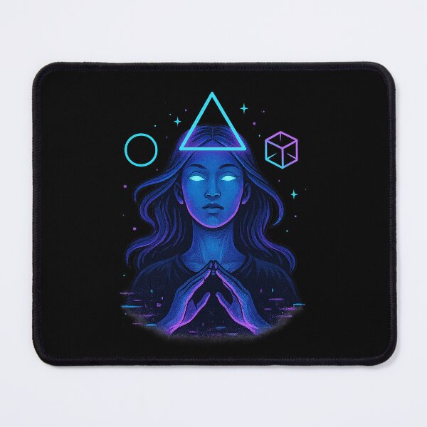Artikelvorschau, AI Oracle – Neon Geometric Cyberpunk Portrait entworfen und verkauft von AddictiveDesign.