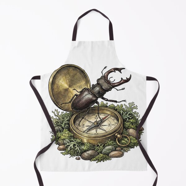 Item preview, Vintage Giant Stag Beetle & Compass Engraving - Dark Academia designed and sold by The Mossy Library.