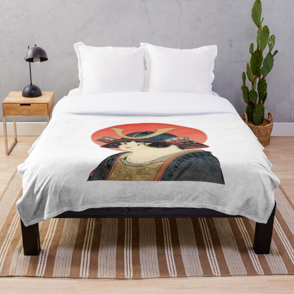 Aperçu de l'œuvre Gravure sur bois Chat samouraï créée et vendue par SynthStitch.