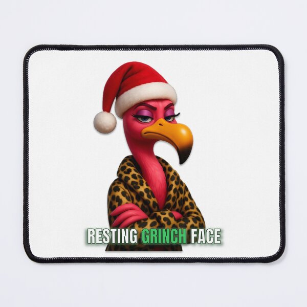 Item preview, Resting Grinch Face – Sassy Flamingo Christmas Design designed and sold by DebuggedDressed.