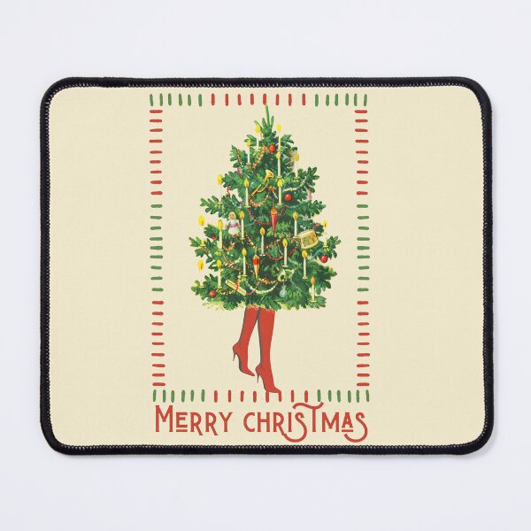 Item preview, Vintage Christmas Tree Lady Art Retro Holiday Collage with High Heels and Festive Candles designed and sold by Kattcatty.